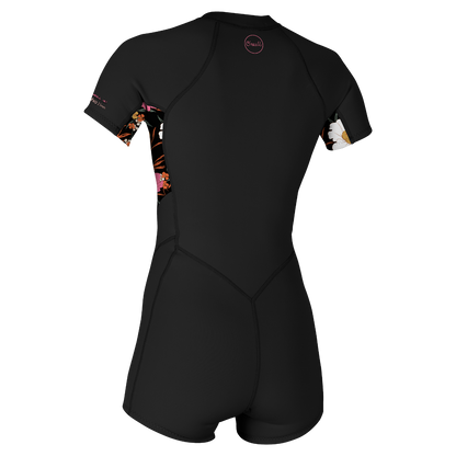 O'Neill Women's Bahia 2/1mm Front Zip Short Sleeve Spring Wetsuit - Black/Bluemchen